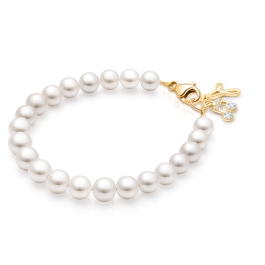 5mm Cultured Pearls, Teen's Beaded Bracelet for Girls - 14K Gold