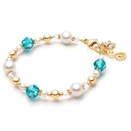My Little Sunshine Birthstone, Baby/Children's Beaded Bracelet for Girls (All 12 Birthstones Avail) - 14K Gold