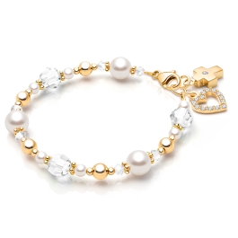 My Little Sunshine Birthstone, Christening/Baptism Baby/Children's Beaded Bracelet for Girls (All 12 Birthstones Avail) - 14K Gold